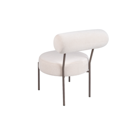 Poltrona Mogno Aço Carbono Dourado Tecido Bege Seixo - 2