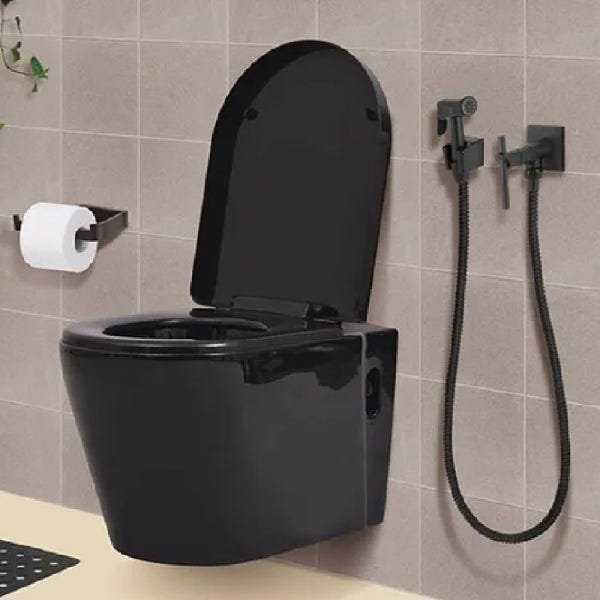 Ducha Higienica Completa Redonda C61 Preto Fosco Black Matte - 2
