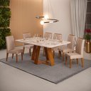 Ver imagem 1 de Conjunto de Sala de Jantar 6 Cadeiras Tampo sem Vidro 170x90 Cm Dj Móveis Kiara Freijó Yasmin Kraft