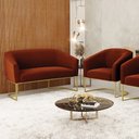 Ver imagem 2 de Sofá Namoradeira e Poltrona Base Industrial Dourado Stella Bouclê Terra D03 - D'Rossi