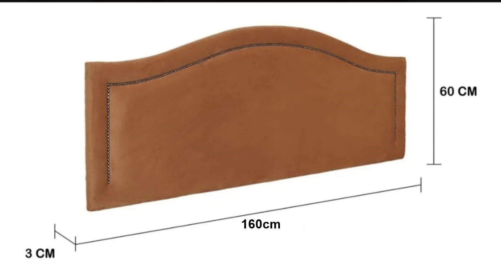 Cabeceira Queen Provençal Luxo Estofada 160x60 - Suede Terracota - Tachas Fume - 2