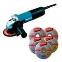 Ver imagem 1 de Esmerilhadeira Angular Makita 9557Hng Azul-Turquesa 220V