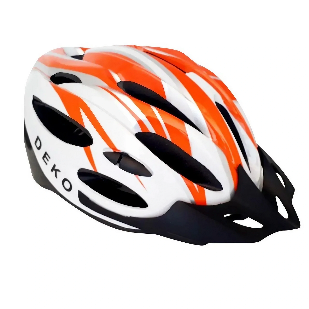 Capacete C/ Sinalizador Led Ciclismo Mtb Branco/Laranja Deko:Laranja - 3