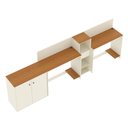 Ver imagem 5 de Conjunto de Escritório Smart 1 Livreiro 1 Buffet e 2 Mesas 90cm - Off White e Cedro