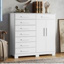 Ver imagem 2 de Cômoda Sapateira para Quarto 2 Portas 8 Gavetas Vercelli A04 Branco - Lyam Decor