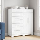 Ver imagem 4 de Cômoda Sapateira para Quarto 2 Portas 8 Gavetas Vercelli A04 Branco - Lyam Decor