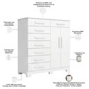 Ver imagem 3 de Cômoda Sapateira para Quarto 2 Portas 8 Gavetas Vercelli A04 Branco - Lyam Decor