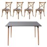 Conjunto Mesa Jantar Retangular 120cm Eames Eiffel Preta e 4 Cadeiras Katrina Cross Paris Empilhá - 1