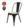 Cadeira Tolix Iron Industrial Preta com Assento de Madeira - 1