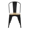 Cadeira Tolix Iron Industrial Preta com Assento de Madeira - 2