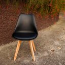 Ver imagem 4 de Kit 3 Cadeiras Mesa Sala de Jantar Saarinen Design Leda Wood Preta - Preto