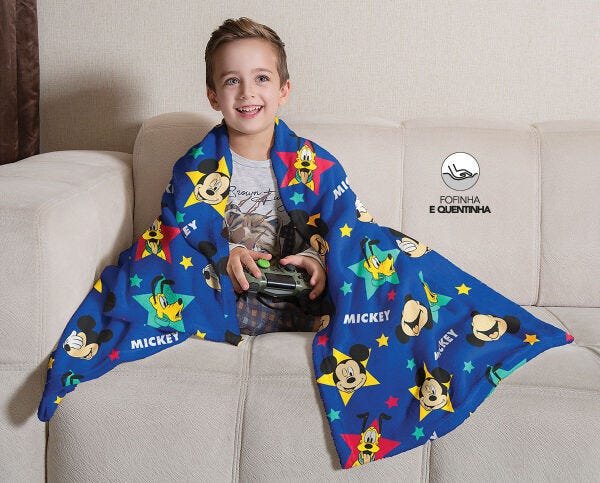 Manta Cobertor Infantil Microfibra Lepper - 125x150 – Disney Mickey Azul