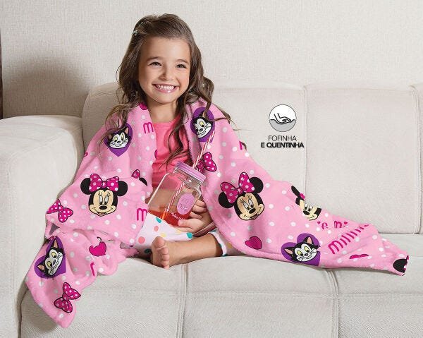 Manta Cobertor Infantil Microfibra Lepper - 125x150 – Disney Minnie Rosa - 1