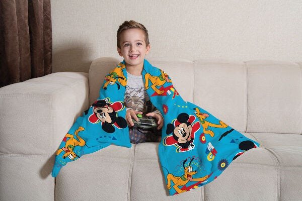 Manta Cobertor Infantil Microfibra Lepper - 125x150 – Disney Mickey Azul Claro - 1