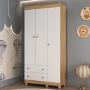 Ver imagem 1 de Guarda-roupa Infantil 92cm 3 Portas e 2 Gavetas Allegra Multimóveis Mp4442 Madeirado/branco