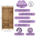 Ver imagem 3 de Guarda-roupa Infantil 92cm 3 Portas e 2 Gavetas Allegra Multimóveis Mp4442 Madeirado/branco