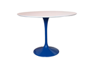 Ver imagem 1 de Mesa de Jantar Tulipa Redonda 150 Cm Tampo Laca Branca Base Azul - Azul