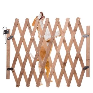 Portao Retratil de Bambu Pet Cachorro Cao Bebe Criança Cercado Grade Sanfonada Treliça Proteçao Mult