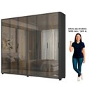 Ver imagem 5 de Guarda-Roupa Casal 6 Portas com Espelho Reflecta e LED 100% MDF Innova Preto/Black