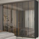Ver imagem 1 de Guarda-Roupa Casal 6 Portas com Espelho Reflecta e LED 100% MDF Innova Preto/Black