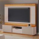 Ver imagem 1 de Estante Ripado para TV até 85 Polegadas MDF 210CMX203CM Atena Detalhes Curvos