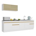 Ver imagem 1 de Armário de Cozinha Compacta 270cm com Rodapé Veneza Multimóveis V2112 Branco/Dourado