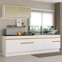 Ver imagem 3 de Armário de Cozinha Compacta 270cm com Rodapé Veneza Multimóveis V2112 Branco/Dourado