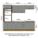 Ver imagem 4 de Armário de Cozinha Completa 270cm Rustic/Cinza Agata Madesa 01