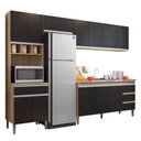 Ver imagem 1 de Cozinha Modulada 2,80m Andréia 12 Portas 4 Gavetas com Balcão Amêndoa/preto