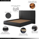 Ver imagem 3 de Cama Moderna Aspen Queen Box com Cabeceira Estofada Base Flutuante Pu Preto G99 - Gran Belo