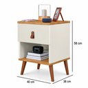Ver imagem 7 de Mesa de Cabeceira Moderna 1 Gaveta com Nicho Larissa Quarto - Off White/ Nature