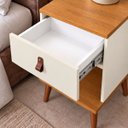 Ver imagem 4 de Mesa de Cabeceira Moderna 1 Gaveta com Nicho Larissa Quarto - Off White/ Nature