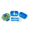 Marmita Lanche Escolar Criança Pote Colher E Garfo - Azul - Animais - 3