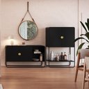 Ver mais imagens de Balcão Bar 2 Portas 90cm Orgânico Pé Metal Luna Preto/Nero
