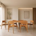 Ver imagem 4 de Mesa de Jantar 6 Lugares 180cm com 06 Cadeiras Madeira Maciça Dunia F06 Rústico Claro - Lyam Decor