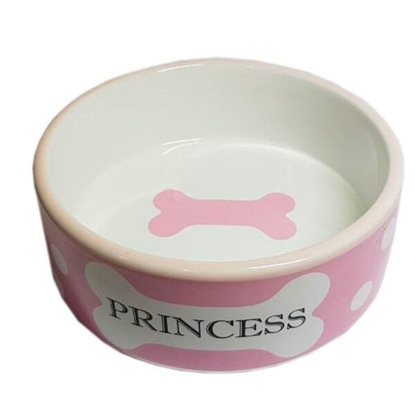 Comedouro Para Cães Pet Porcelana Princesa E Príncipe 250ml - Rosa - 3