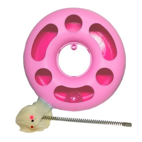 Brinquedo Gato Interativo Sagaro - Varinha Pena Com Alça Silicone Rosa, 30cm Flexível