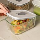 Ver imagem 3 de Kit 4 Potes de Vidro Branco Hermético 725ml Fresh Lock Marmita Comida ou
