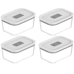 Kit 4 Potes de Vidro Branco Hermético 725ml Fresh Lock Marmita Comida ou - 1