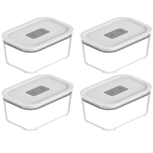 Kit 4 Potes de Vidro Branco Hermético 725ml Fresh Lock Marmita Comida ou