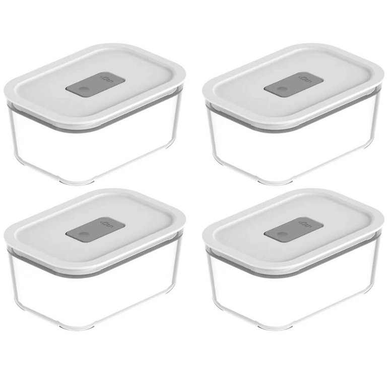 Kit 4 Potes de Vidro Branco Hermético 725ml Fresh Lock Marmita Comida ou