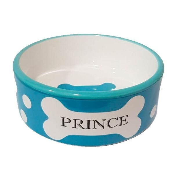 Comedouro Para Cães Pet Porcelana Princesa E Príncipe 250ml - Azul - 3