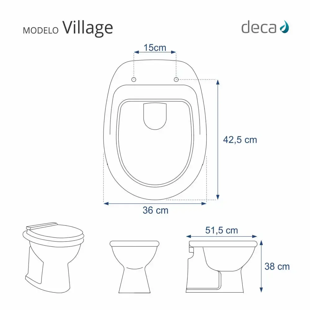 Assento Sanitário Village Branco Para Vaso Deca Com Ferragem Dourada - 2
