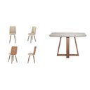 Ver imagem 2 de Conjunto Sala de Jantar Mesa Bennet com Vidro 4 Cadeiras Giratórias Madeira Maciça Dakota Bege/Marrom/Champanhe