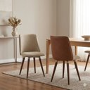 Ver imagem 5 de Conjunto Sala de Jantar Mesa Bennet com Vidro 4 Cadeiras Giratórias Madeira Maciça Dakota Bege/Marrom/Champanhe