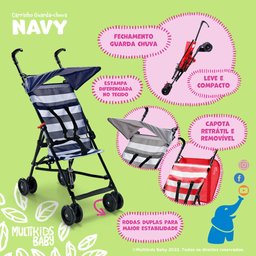 Carrinho Guarda-Chuva Navy 6m-15kgs Vermelho Multikids Baby - BB346 BB346 - 8