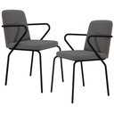 Ver imagem 1 de Kit 02 Cadeiras Estofada para Sala de Jantar com Braço Loft Preto C01 Linho Fendi Cinza - Lyam Decor