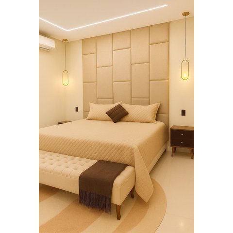 Cabeçeira Dominó 2,50 Altura e 1,60 Largura Modulos Colantes:suede Café com Leite