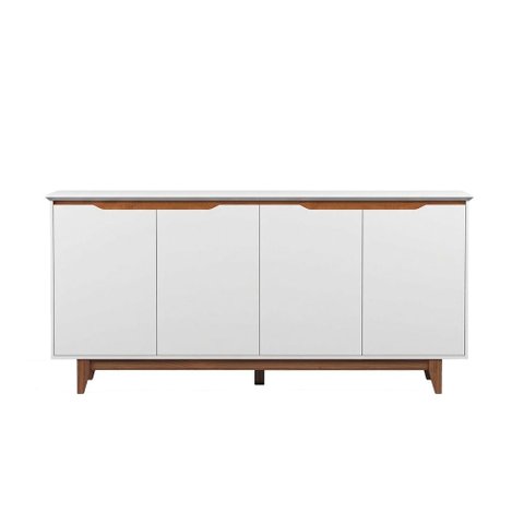 Buffet Flow 4 Portas Branco para Sala de Jantar com Design Moderno e Amplo Espaço Interno