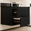 Ver imagem 3 de Gabinete Ripado Vision 80cm Preto com Bancada de Vidro
